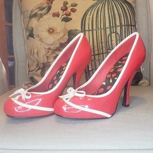 Cherry red key pendant heels